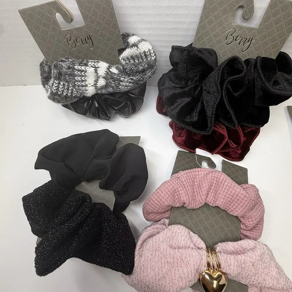 Berry 8 Set Large Hair Accessories Lot 15 Scrunchies & Hair Claws Bundle New